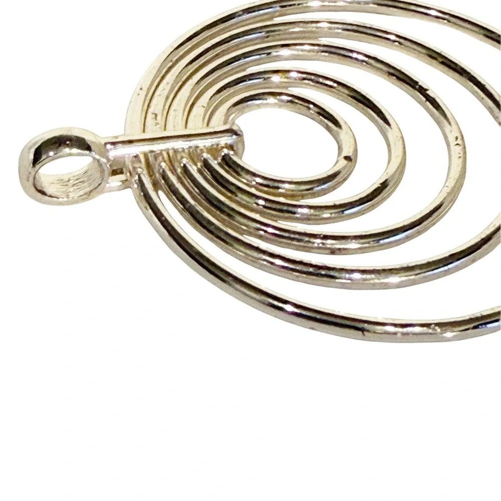VTG Modernist Spiral Jewelry Set Silver Tone Pendant Earrings Geometric Wire Art